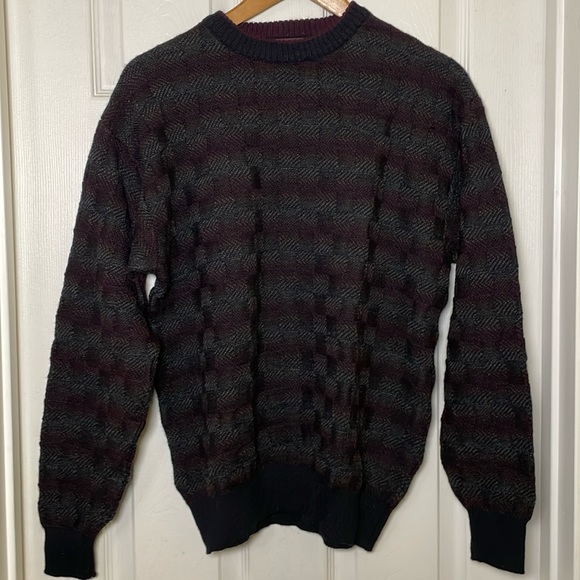 Barcelino Men’s Italian Wool Classic Gentlemen’s Pullover Stripe Size Medium - Picture 3 of 7
